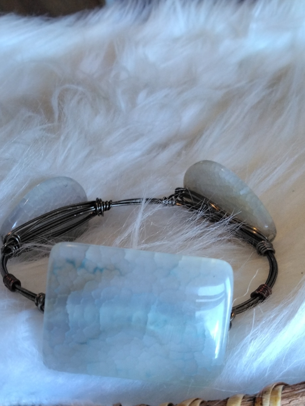 Amazing Dragon Vein Agate Wire Wrapped Bracelet
